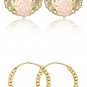 Hollow Rosette Earrings with Gold Contrast Hoops