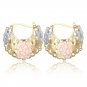 Hollow Rosette Earrings with Gold Contrast Hoops
