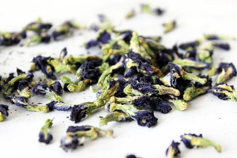 100 Organic Dehydrated/Dried Blue Butterfly Pea Flowers Clitoria