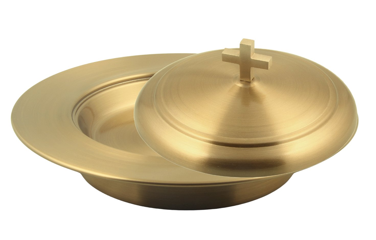Communion Ware Holy Stacking Bread Plate With A Lid Stainless Steel (Brass Matte)