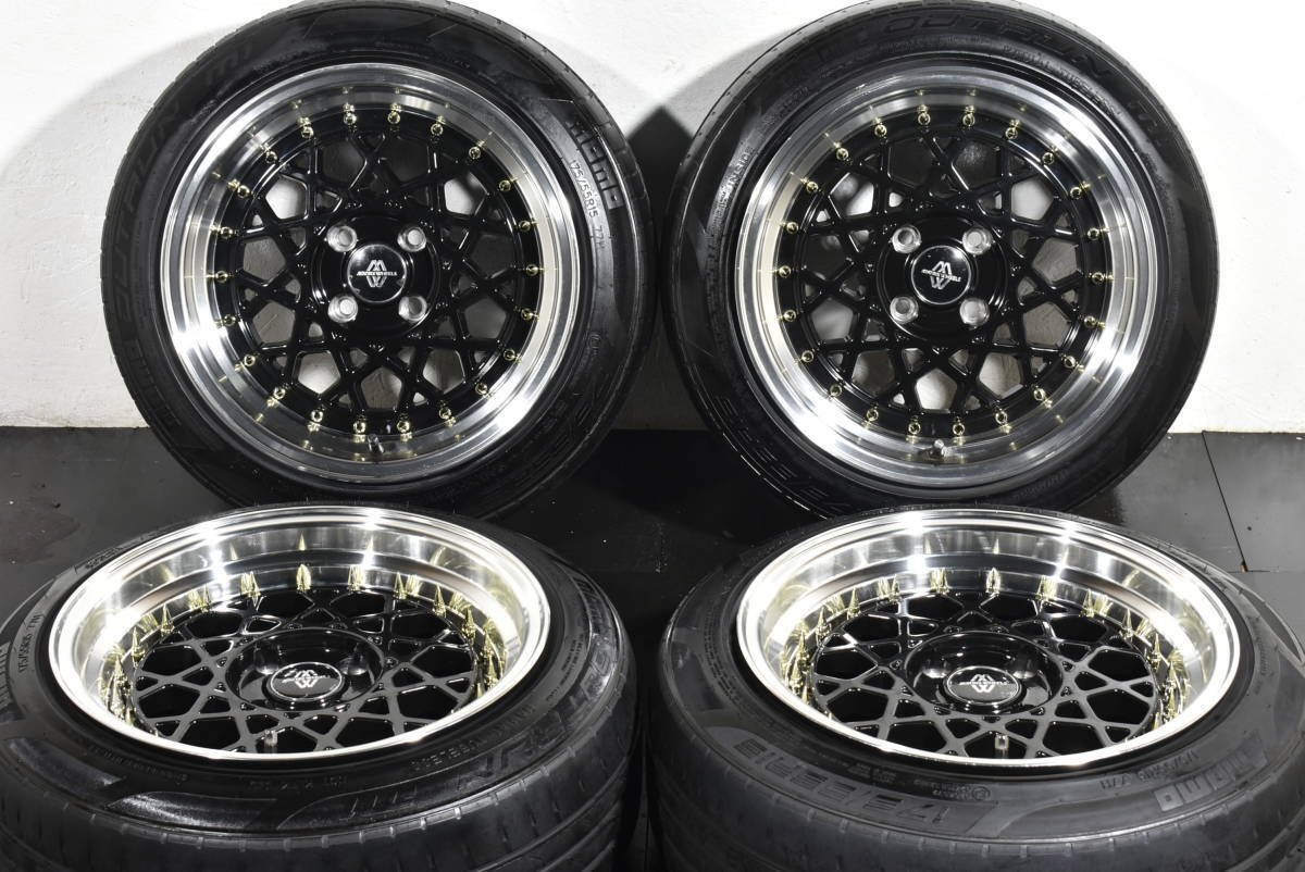 JDM MATRIX WHEELS L1056 15 inch PCD100 8J +20mo Outrun M1175/55R15 Maz ...