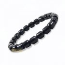 [BUY 2 FREE 1 ] 10mm Natural Black Jade Tube Stretch Beads Bracelet High Quality