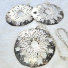 Antique Silver large pendant necklace and earring set