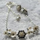 Pearl Flowers and rhinestone necklace and earrings