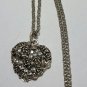 Antique Silver rhinestone heart necklace