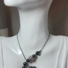 Glass Bead with handpainted rhinestone bead necklace