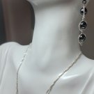 Silver and gunmetal glass beaded necklace and earrings