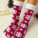 Red Christmas Snowflake Cotton Socks