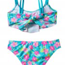 Girls' Ruffle Flower Print Two Piece Swimsuit Set