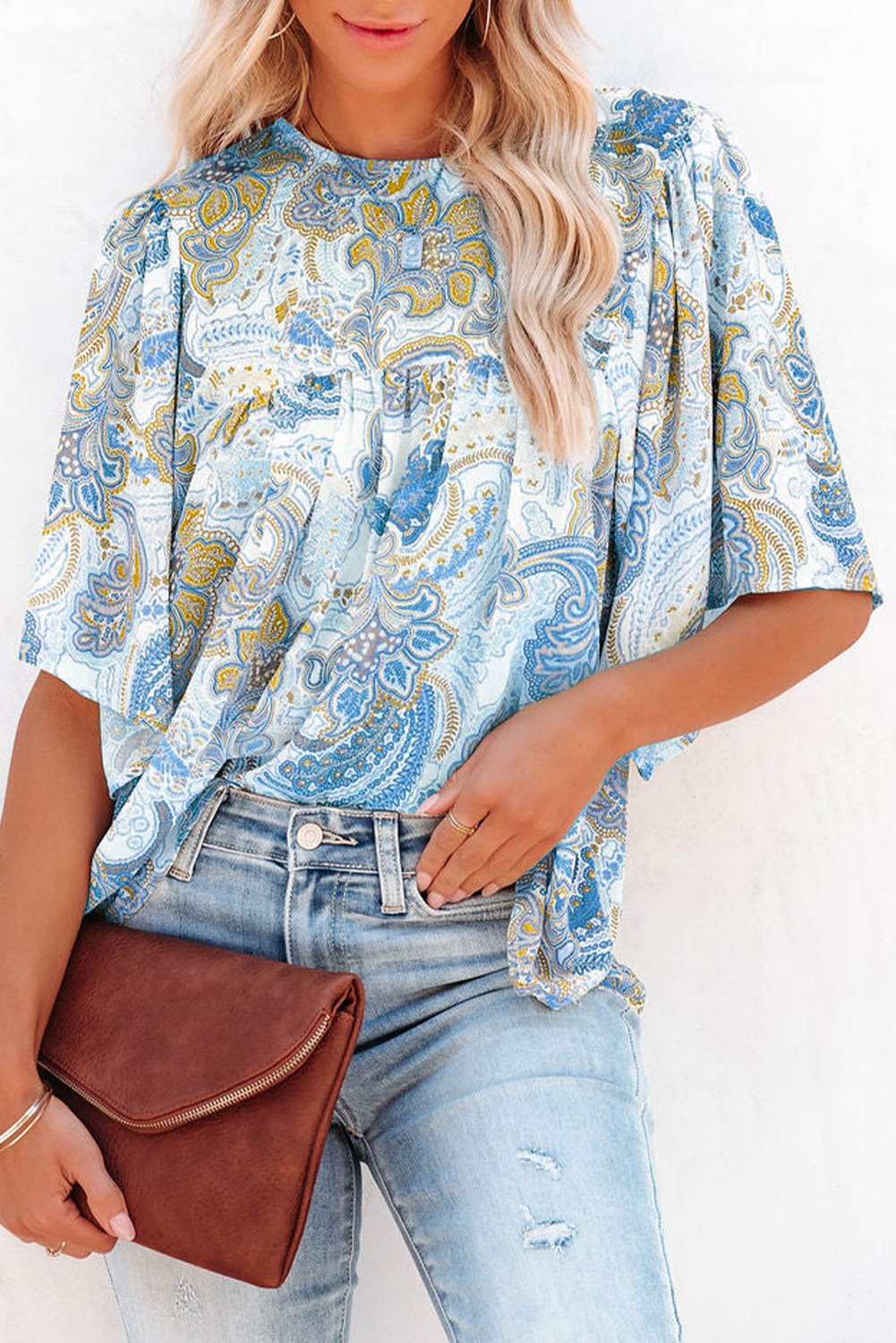 Frime Blouse Light Blue Paisley