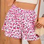 Flattering Rose Leopard Print Shorts: Flowy Wide-Leg and Breathable Comfort