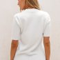Dreamy White Floral Appliqu&Atilde;&copy; Sweater: Feminine Short Sleeve Comfort