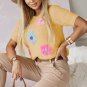 Sunshine Soft Floral Appliqu&Atilde;&copy; Sweater: Buttery Short Sleeve Comfort