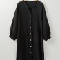 Black 3/4 Sleeve Button Up Long Kimono