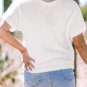 White Fuzzy Eyelet Knitted Sweater T Shirt