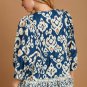 Blue Tribal Geometric Print 3/4 Sleeve Flowy Fit Blouse