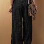 Black Textured Wide Smocked Waist Loose Pants