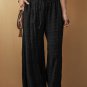 Black Textured Wide Smocked Waist Loose Pants