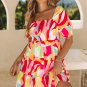 Multicolor Geometric Print Smocked Babydoll Mini Dress