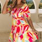Multicolor Geometric Print Smocked Babydoll Mini Dress