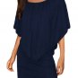Multiple Dressing Layered Dark Blue Mini Poncho Dress