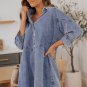 Sky Blue Buttoned Long Sleeve Denim Mini Dress