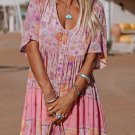 Multicolor Hibiscus Floral Print Ruffle Mini Dress