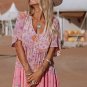 Multicolor Hibiscus Floral Print Ruffle Mini Dress