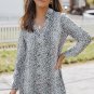 Long Sleeve Leopard Animal Print Shirt Dress
