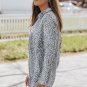 Long Sleeve Leopard Animal Print Shirt Dress