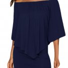 Multiple Dressing Layered Dark Blue Mini Poncho Dress