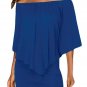 Multiple Dressing Layered Blue Mini Poncho Dress
