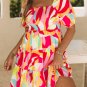 Multicolor Geometric Print Smocked Babydoll Mini Dress