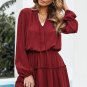 V Neck Long Sleeve Ruffle Tiered Mini Dress