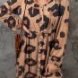 Leopard Print Button Front Bubble Sleeve Loose Knit Dress