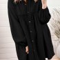 Black Patchwork Crinkle Puff Sleeve Shirt Dress