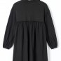 Black Patchwork Crinkle Puff Sleeve Shirt Dress