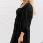 Black Suede Square Neck Puff Sleeve Dress