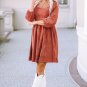 Brown Suede Square Neck Puff Sleeve Dress