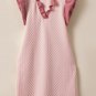Light Pink Textured Puff Sleeve Ruffled V Neck Shift Mini Dress