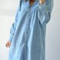 Myosotis Ruffled V Neck Buttoned Shift Denim Dress