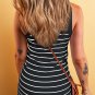 Black Stripe Ribbed Knit Tank Mini Dress