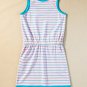Pink Stripe Contrast Trim Pocketed Casual Tank Dress