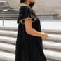 Black Sequin Trim Bubble Sleeve Game Day Shirt Dress