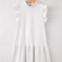 White Flutter Sleeve Crew Neck Shift Dress