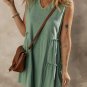 Moonlight Jade Split V Neck Tiered Flowy Sleeveless Dress