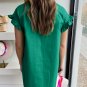 Bright Green Shirred Ruffle Sleeve Button Up Short Dress