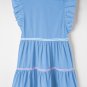 Beau Blue Ric Rac Colorblock Flutter Sleeve V Neck Tiered Dress