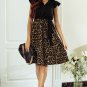 Black Flutter Sleeve Bodice Splicing Leopard Print Dress
