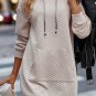 Parchment Drawstring Kangaroo Pocket Quilted Hooded Dress